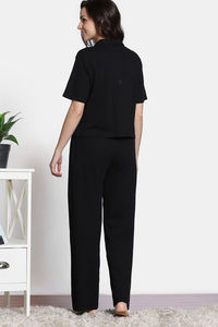 Zivame 2 Mile Fashion Knit Cotton Loungewear Set - Black Beauty — thumbnail 4